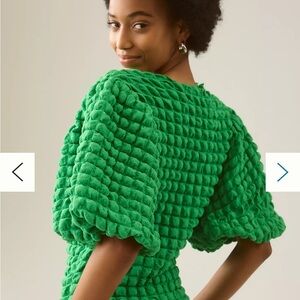 Eri + Ali Textured Puff-Sleeve Top size M